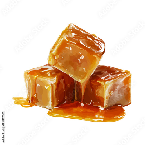 Stylized watercolor Caramel vector, modern artistic illustration with high-quality details on a pure white background.