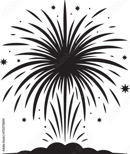 Festive new year firework burst silhouette celebration sparkler explosion graphic