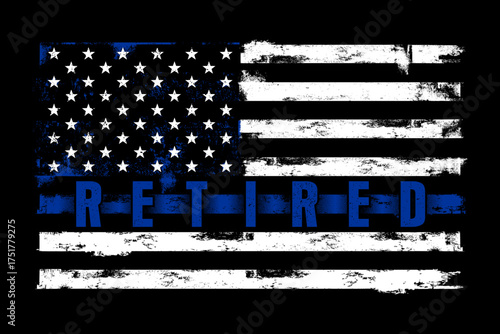 The American Police Flag with text Retired Horizontal