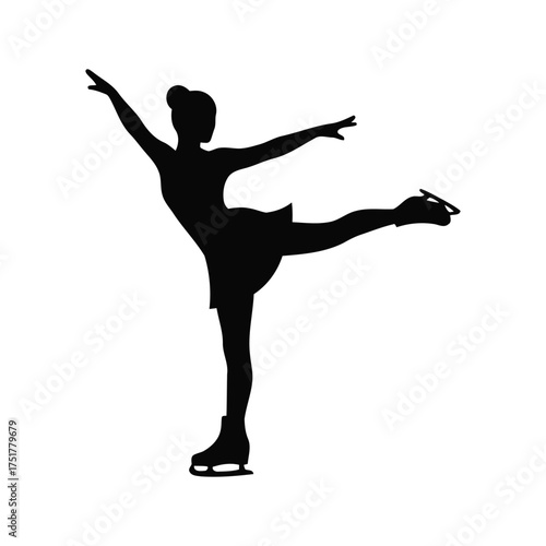 Silhouette of figure skater performing an elegant pose on ice skates