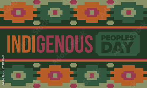 Indigenous Peoples' Day. Native American Day. American Indian culture. Heritage Month. Celebrate annual in United States. Tradition pattern. Poster, card, banner and background. Vector illustration