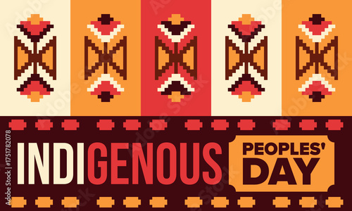 Indigenous Peoples' Day. Native American Day. American Indian culture. Heritage Month. Celebrate annual in United States. Tradition pattern. Poster, card, banner and background. Vector illustration