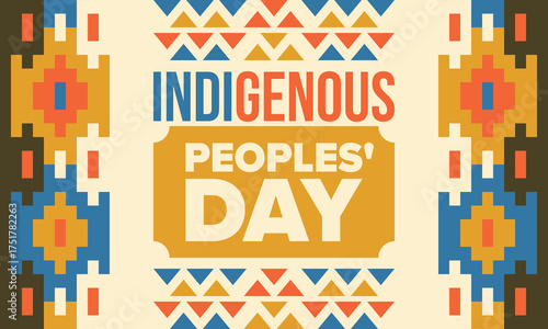 Indigenous Peoples' Day. Native American Day. American Indian culture. Heritage Month. Celebrate annual in United States. Tradition pattern. Poster, card, banner and background. Vector illustration