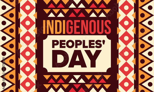 Indigenous Peoples' Day. Native American Day. American Indian culture. Heritage Month. Celebrate annual in United States. Tradition pattern. Poster, card, banner and background. Vector illustration