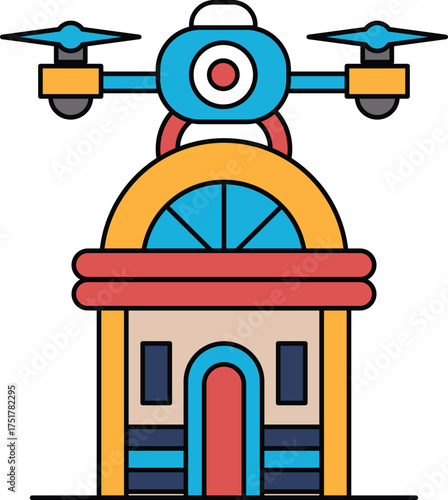 A building with a drone on top of it