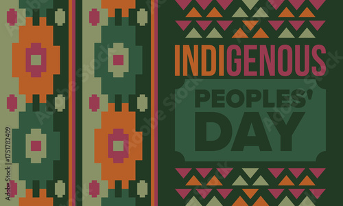 Indigenous Peoples' Day. Native American Day. American Indian culture. Heritage Month. Celebrate annual in United States. Tradition pattern. Poster, card, banner and background. Vector illustration