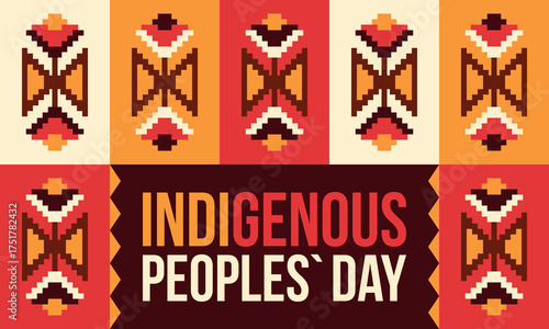 Indigenous Peoples' Day. Native American Day. American Indian culture. Heritage Month. Celebrate annual in United States. Tradition pattern. Poster, card, banner and background. Vector illustration
