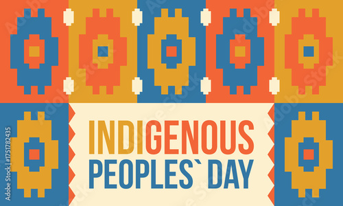Indigenous Peoples' Day. Native American Day. American Indian culture. Heritage Month. Celebrate annual in United States. Tradition pattern. Poster, card, banner and background. Vector illustration