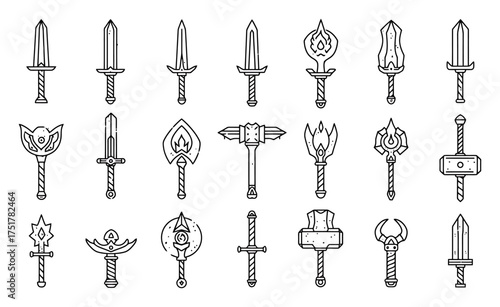 Legendary Weapons Icon Set - Vector Illustration