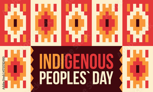 Indigenous Peoples' Day. Native American Day. American Indian culture. Heritage Month. Celebrate annual in United States. Tradition pattern. Poster, card, banner and background. Vector illustration