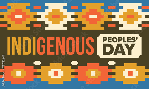 Indigenous Peoples' Day. Native American Day. American Indian culture. Heritage Month. Celebrate annual in United States. Tradition pattern. Poster, card, banner and background. Vector illustration