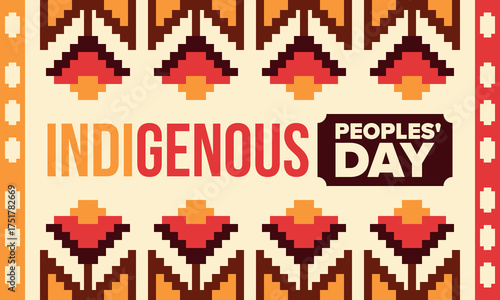 Indigenous Peoples' Day. Native American Day. American Indian culture. Heritage Month. Celebrate annual in United States. Tradition pattern. Poster, card, banner and background. Vector illustration