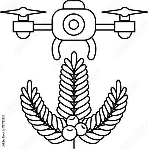 A drone is flying over a field of wheat