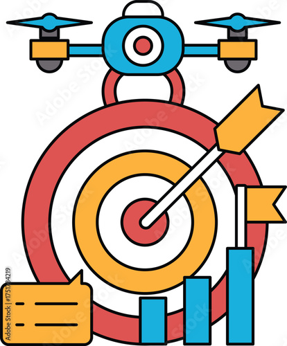 drone targeting bullseye with arrow and charts clip art preview