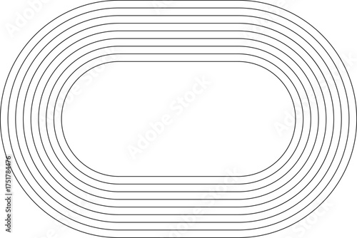 Running athletics track with soccer stadium. Top view of arena field with lines and marks. Stadium, race track, arena and field or cycling venue, field for sports competitions. Vector or png image.