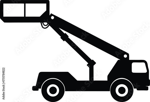Articulated boom lift silhouette illustration