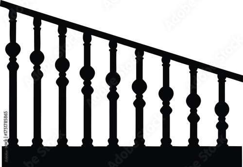 Repeating Balustrade Silhouette Black Vector