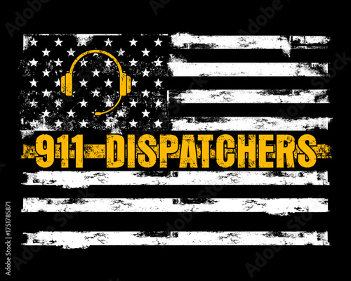 911 Dispatchers Flag Horizontal design