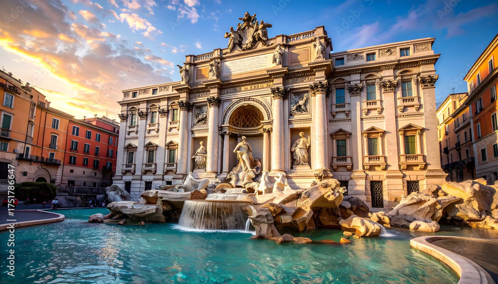 Fototapeta premium Trevi Fountain at Golden Hour