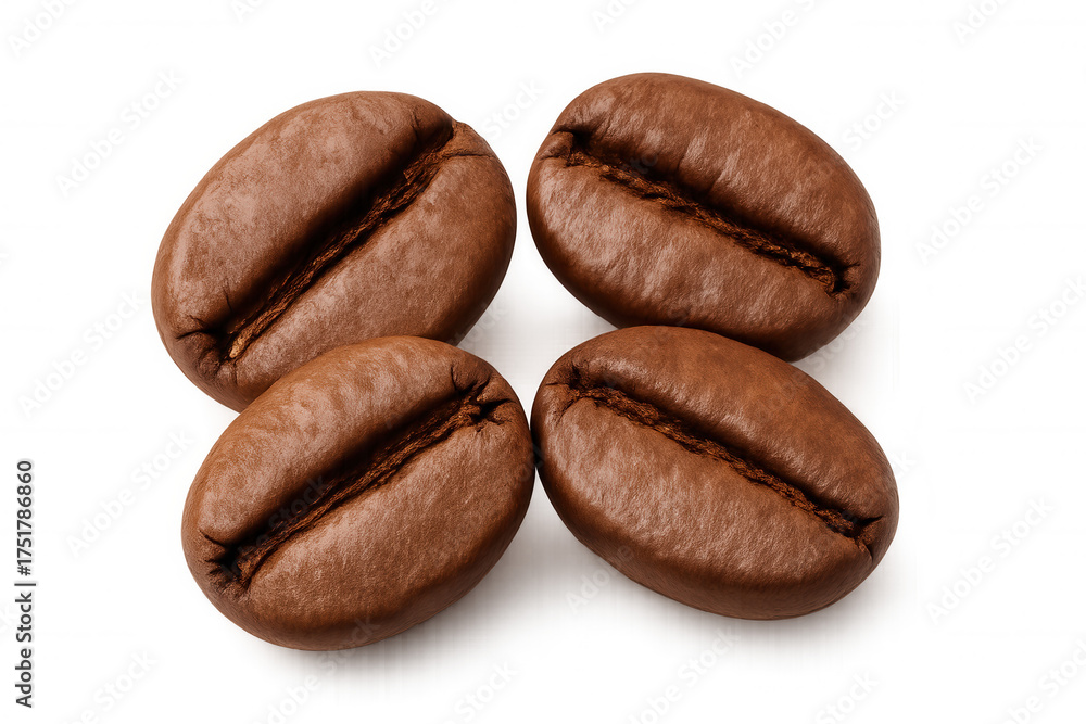 Obraz premium Coffee beans roasted close up texture background transparent beverage ingredient producing caffeine stimulant aroma