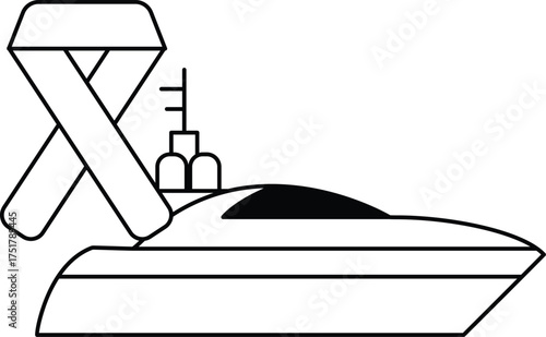 A boat with a life preserver on it