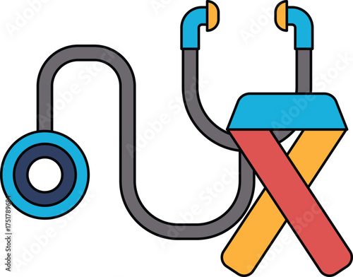 A medical instrument with a ribbon attached to it