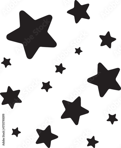 Festive new year silhouette elements sparkling stars scatter graphic celebration ambiance