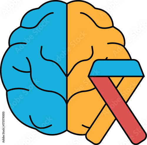 A brain with a ribbon on it
