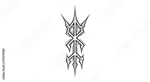 Elegant abstract minimalist rune symbol design in black and white