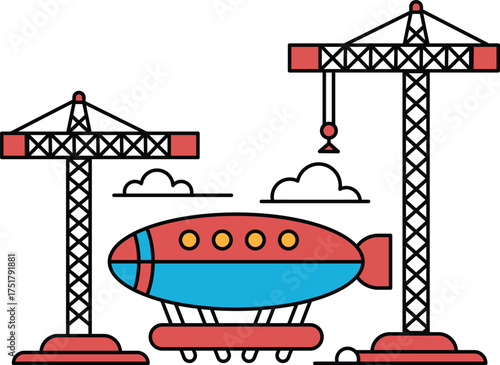 A large airplane is being built by a crane