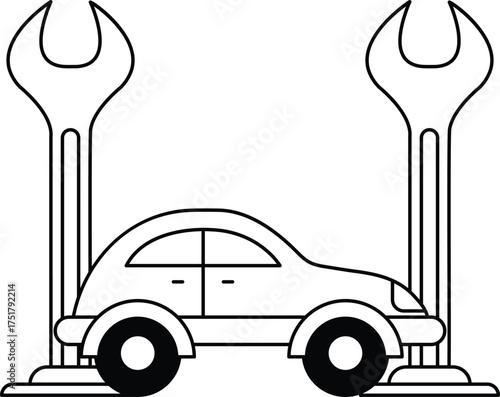 A car is being serviced by a mechanic