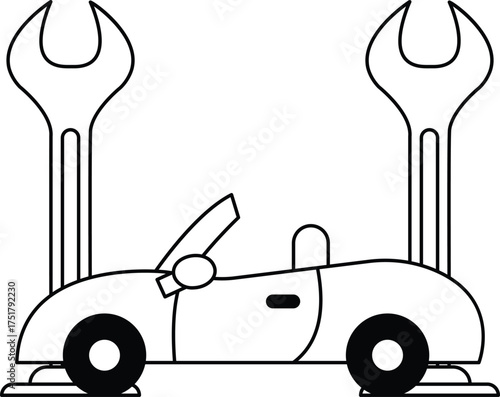 A car with a wrench on it
