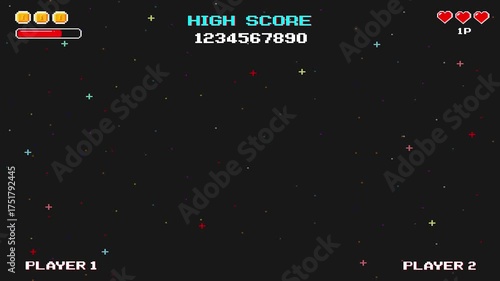 GAME OVER. Modern trendy game background with lighting effect. for game assets.