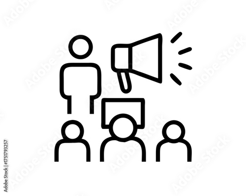 A group of people protesting with a megaphone