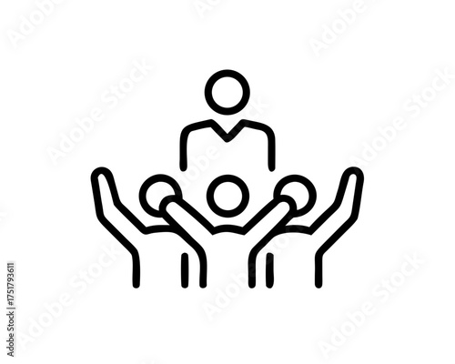 Illustration of a supportive leader with a team