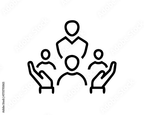 Teamwork and support concept with hands and people