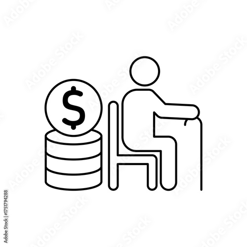 Retirement icon outline editable stroke line drawing eps.