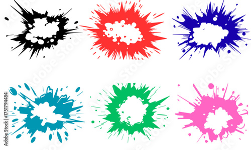 Colorful Explosion Effect Silhouette Vector – Dynamic Blast Shape Graphic Design Element