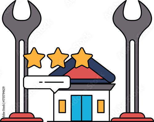 A building with a sign that says "3 stars" on it