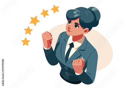 Illustration of a confident and determined businesswoman.