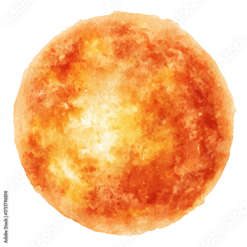 Solar Flare watercolor artwork, high-quality professional vector illustration isolated on a white background.