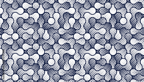 Molecules seamless pattern, vector geometric trippy abstract background, fluid like shapes dynamic endless wallpaper.