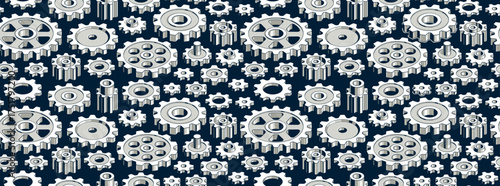 Gears seamless background, vector cogs and cogwheels mechanical repeat wallpaper, repair and maintenance theme tiling pattern, elements easy to use separately.