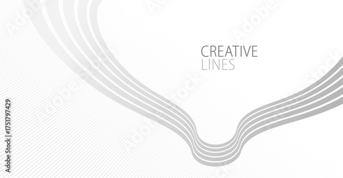 Wave lines in 3D perspective vector abstract background with smooth gradient of light grey and white monochrome colors, easy relaxing motion.