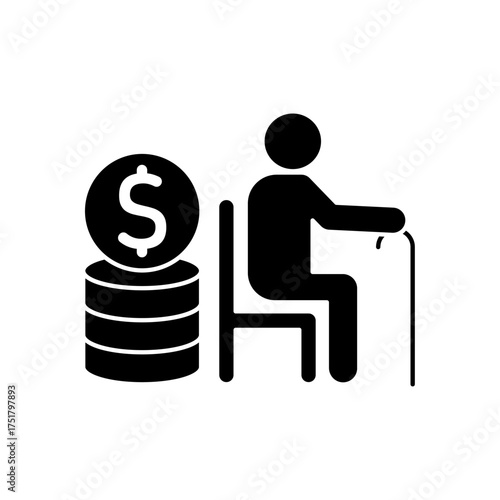 Retirement icon outline editable stroke line drawing eps.