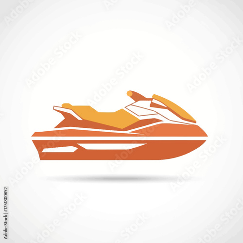 Orange and white jet ski personal watercraft vector illustration.