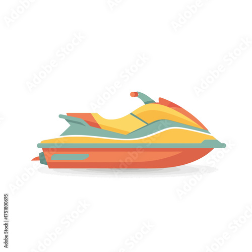 Colorful Jet Ski on White Background Ready for Summer Fun.