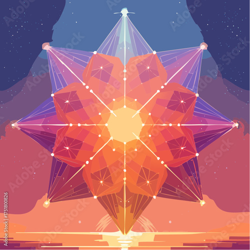 luminous fractal loop built around a radiant star geometry mandala