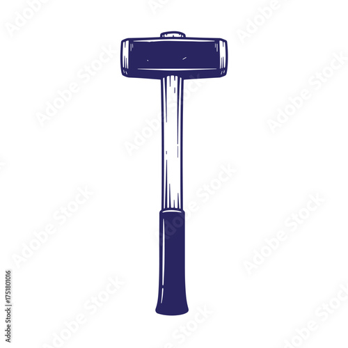 Hand drawn illustration of a sledgehammer construction tool with a classic outline style.