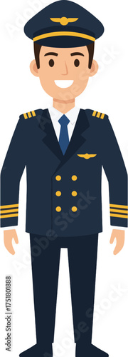 Airline Pilot Character Vector Illustration